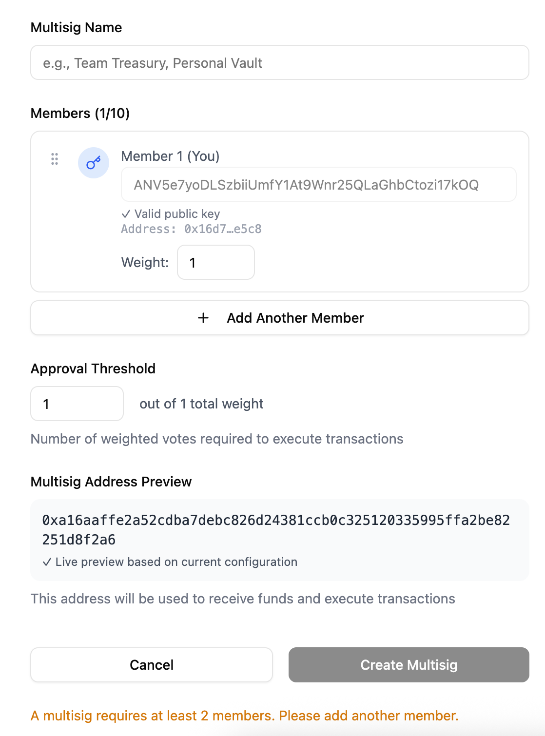 Sagat create multisig